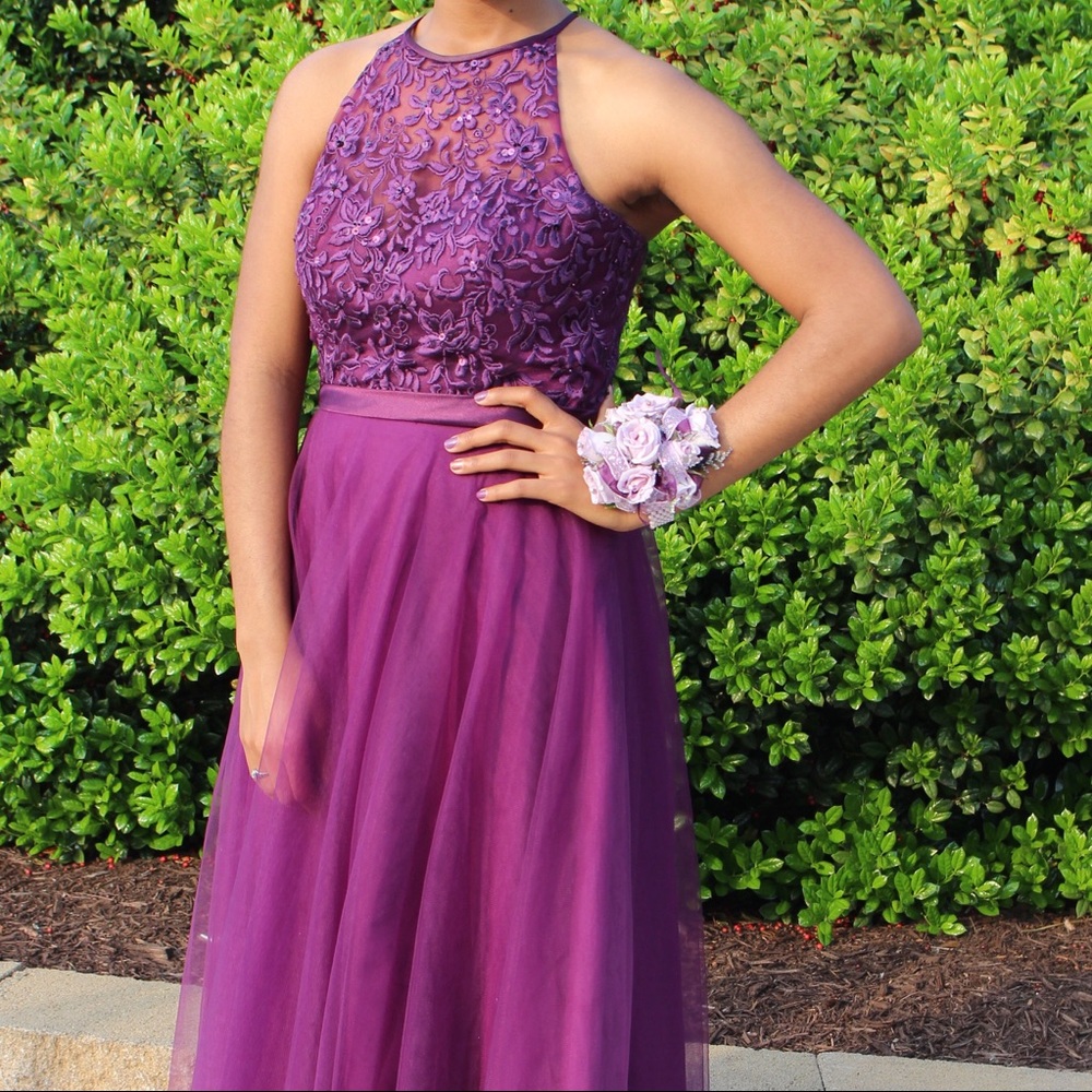 Mori Lee Maxi Purple Prom Dress